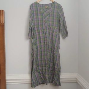 FLAX Plaid Midi Dress Size Small